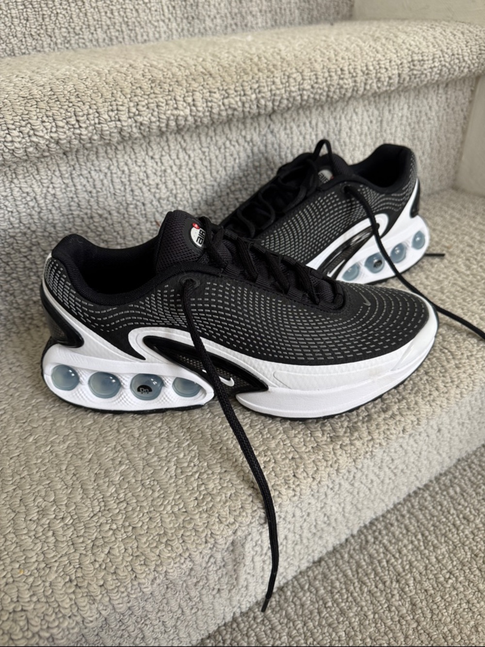 Nike Air Max Black and White Running Sneakers with Visible Air Pods